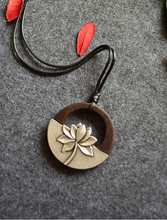 Vintage Ethnic Style Women's Long Necklace with Lotus Design