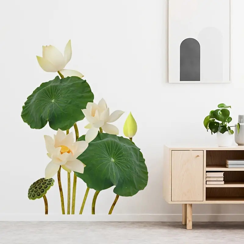 Chinese Style Lotus Leaf Wall Sticker for Home Decor