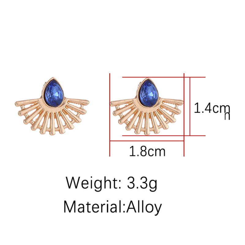 Lotus Shaped Hollow Fan Earrings with Drop Gemstones