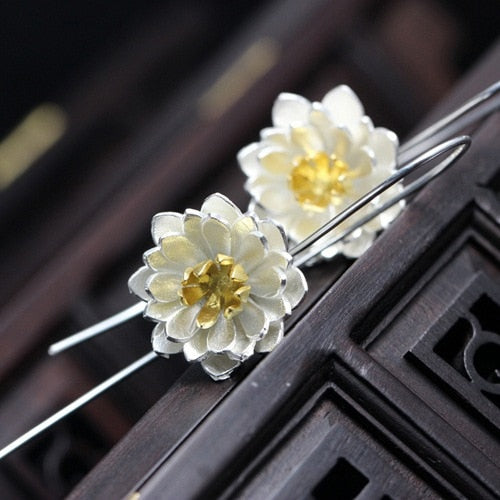 S925 Silver Fashion Lotus Earrings