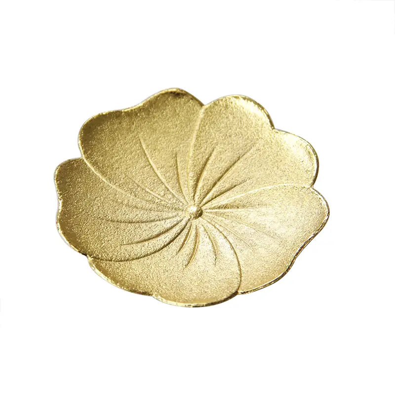 Luxury Gold Lotus Leaf Embossed Metal Coaster (1pc)