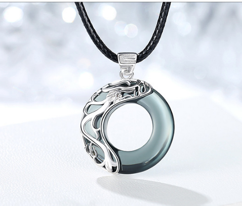 S925 Silver Necklace with Lotus Pond Pendant (Vintage)