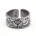 Retro Lotus Hannya Shingyo Ring for Men and Women