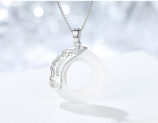 S925 Silver Necklace with Lotus Pond Pendant (Vintage)