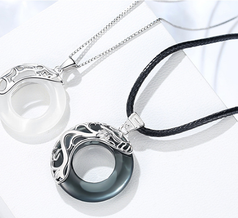 S925 Silver Necklace with Lotus Pond Pendant (Vintage)