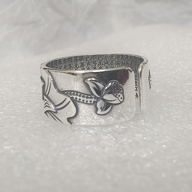 999 Pure Silver Vintage Thai Lotus Flower Ring
