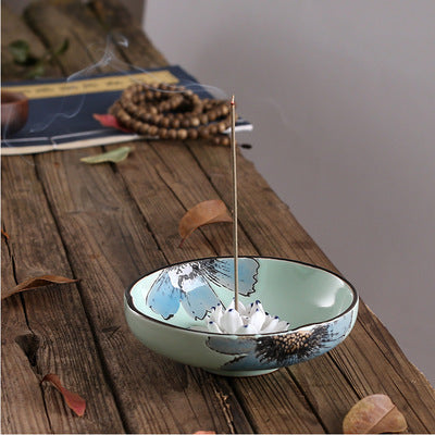 Creative Lotus Leaf Ceramic Incense Burner for Tea Room