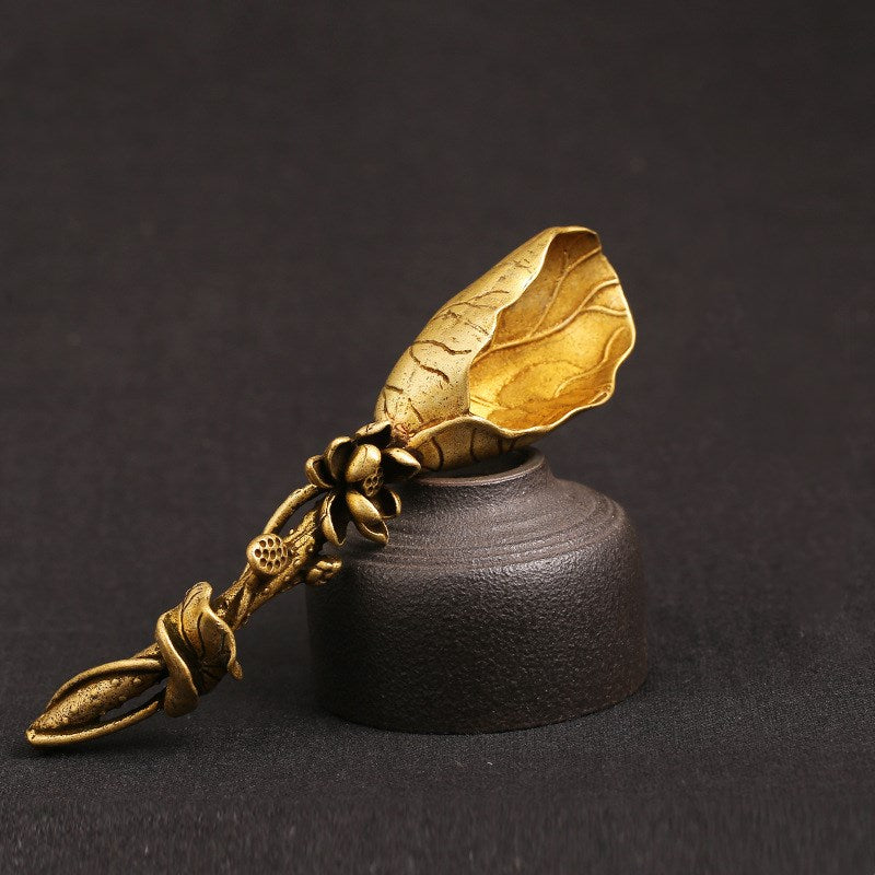 Lotus Spoon and Leaf Tea Shovel Tea Ceremony Decor