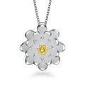 Sweet Lotus Flower Pendant Choker Necklace in Silver