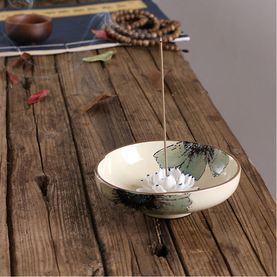 Creative Lotus Leaf Ceramic Incense Burner for Tea Room