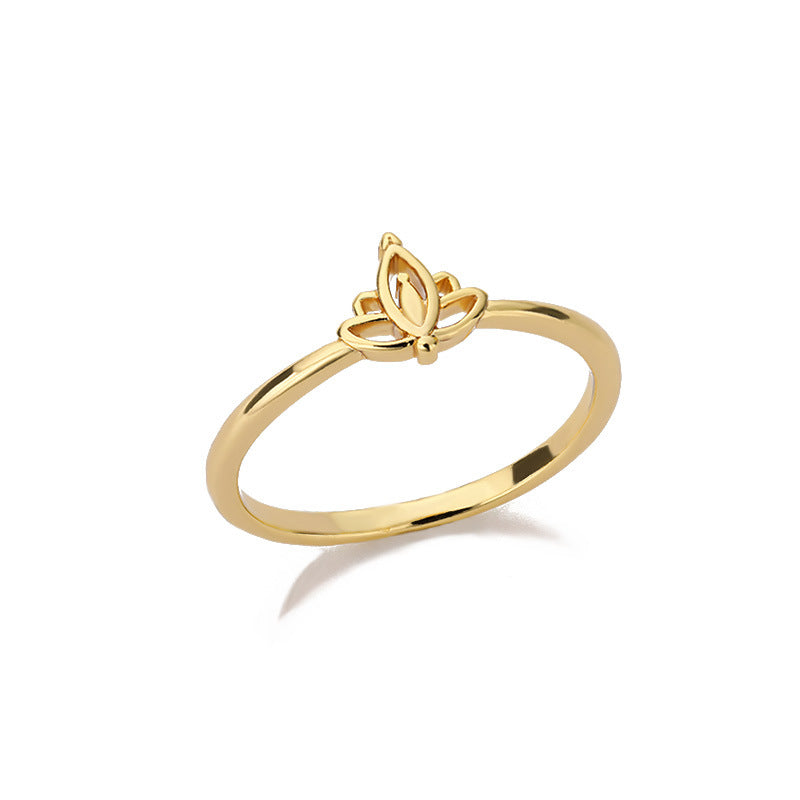 New Cross-Border Gold-Plated Hollow Lotus Ring for Women