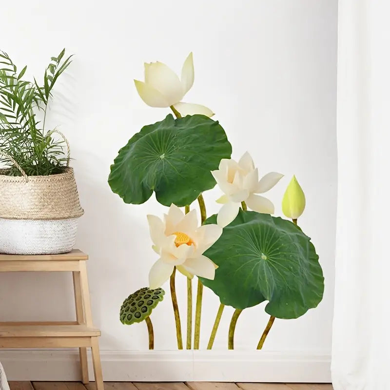 Chinese Style Lotus Leaf Wall Sticker for Home Decor