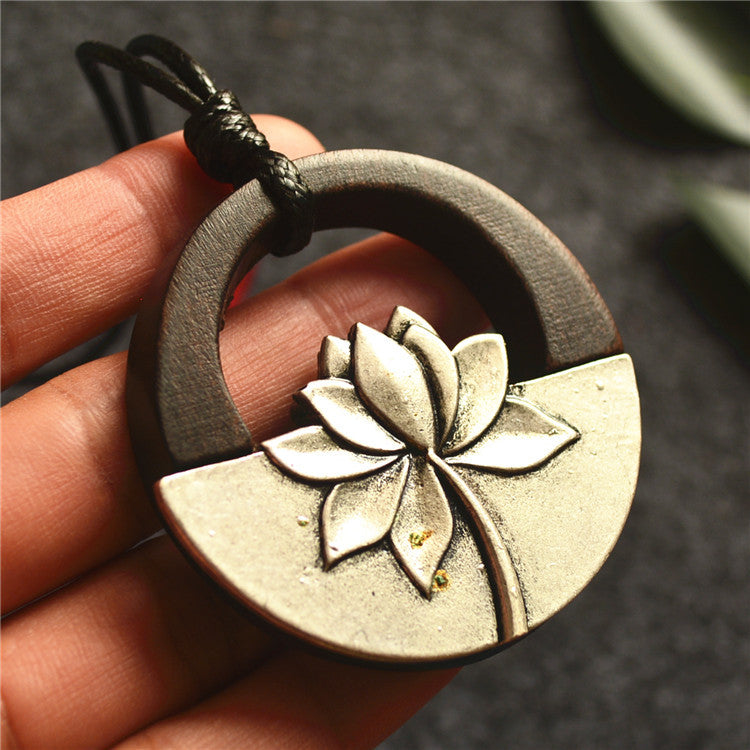Vintage Ethnic Style Women's Long Necklace with Lotus Design