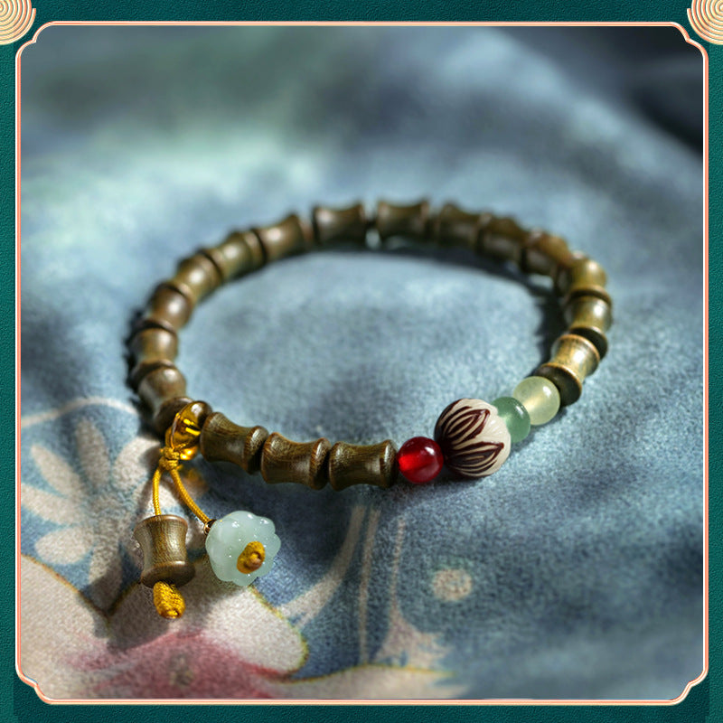 Festival Rising Bamboo Lotus Pendant with Sandalwood Bracelet