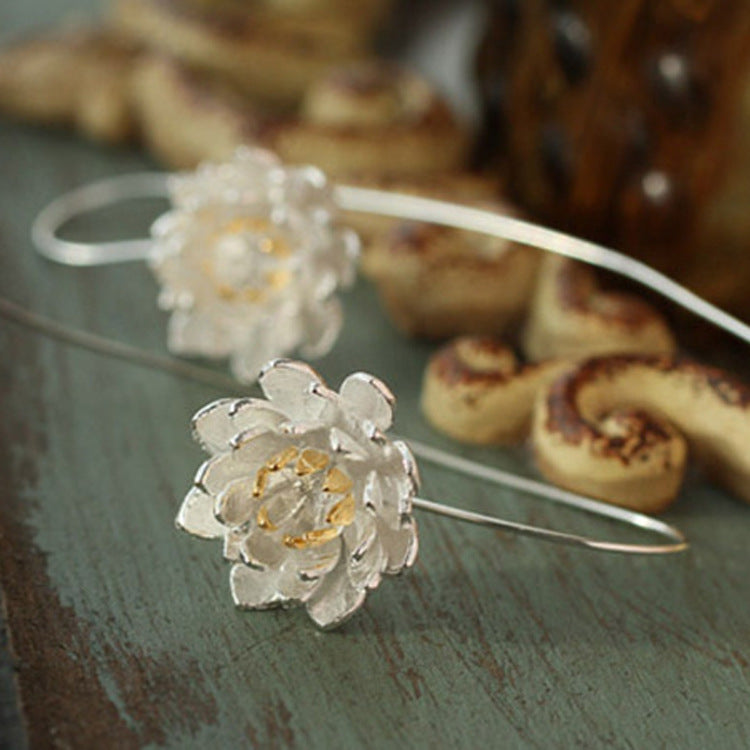 S925 Silver Fashion Lotus Earrings