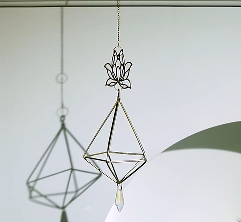 Gold Lotus Air Rack Sun Catcher Crystal Ornament