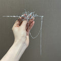 Wampunk Lotus Hollow Silver Long Tassel Hair Stick