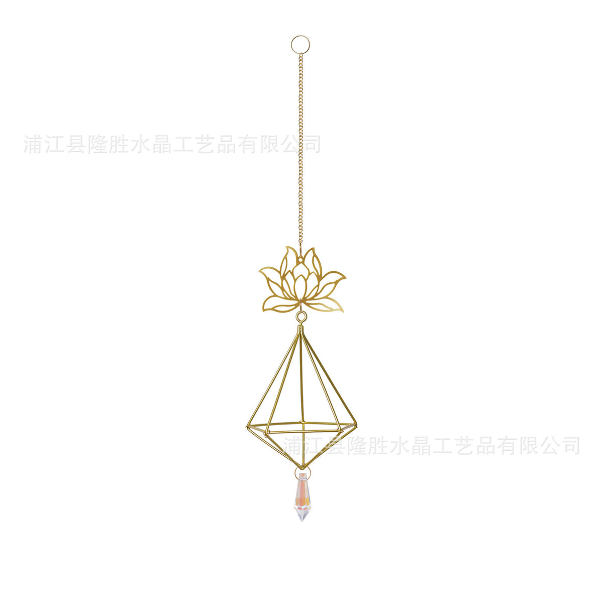 Gold Lotus Air Rack Sun Catcher Crystal Ornament