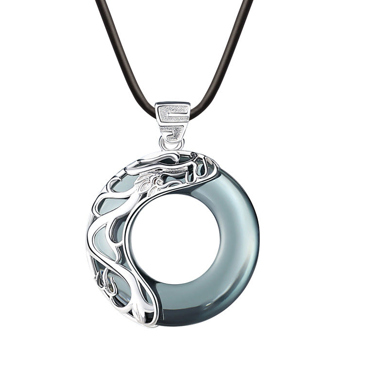 S925 Silver Necklace with Lotus Pond Pendant (Vintage)